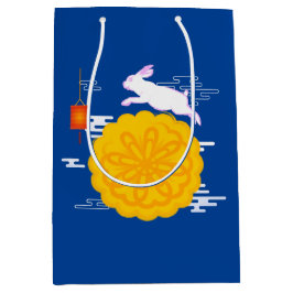 Sacola Para Presentes Média Festa de outono de médio Coelho da Lua Saltando