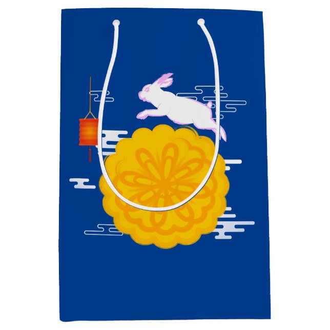 Sacola Para Presentes Média Festa de outono de médio Coelho da Lua Saltando (Frente)