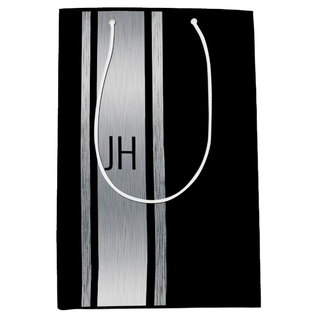 Sacola Para Presentes Média Festa de solteiro de nobre preto e branco (Frente)