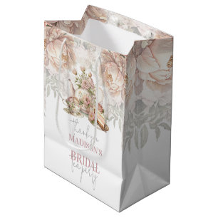 Sacola Para Presentes Média Festa do Chá Floral Personalizado para Noiva