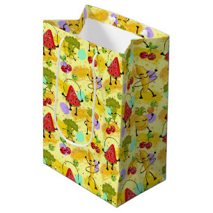 Sacola Para Presentes Média festa do padrão de vegetação da fruta unida divert