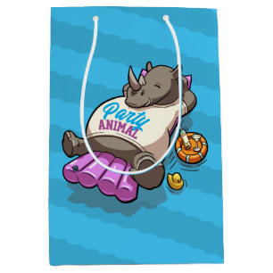 Sacola Para Presentes Média Festa Funny Rhino Piscina Animal Cartoon Inflável