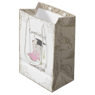 Sacola Para Presentes Média Festa Ocidental de Graduação de Cowboy Cowgirl