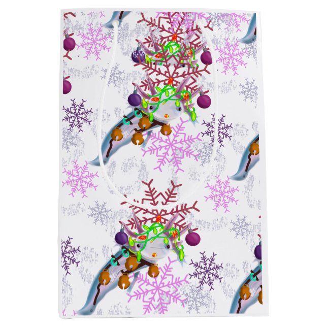 Sacola Para Presentes Média Festive Axlotl (Frente)