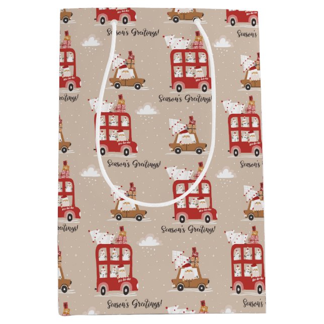 Sacola Para Presentes Média Festive Christmas Winter (Frente)