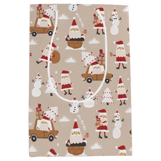 Sacola Para Presentes Média Festive Christmas Winter (Frente)