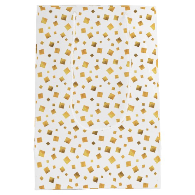Sacola Para Presentes Média Festivo Elegante Dourado Confetti Gift (Verso)