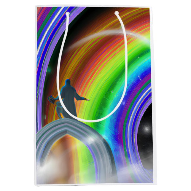 Sacola Para Presentes Média Figura Misteriosa no Stargate Inter-Dimensional (Frente)