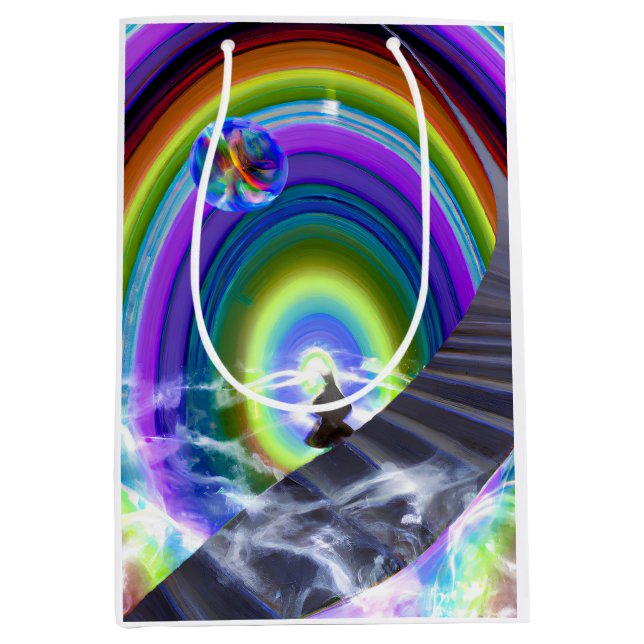 Sacola Para Presentes Média Figura Misteriosa no Stargate Inter-Dimensional (Frente)