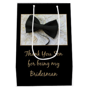Sacola Para Presentes Média Filho Bridesman obrigado você