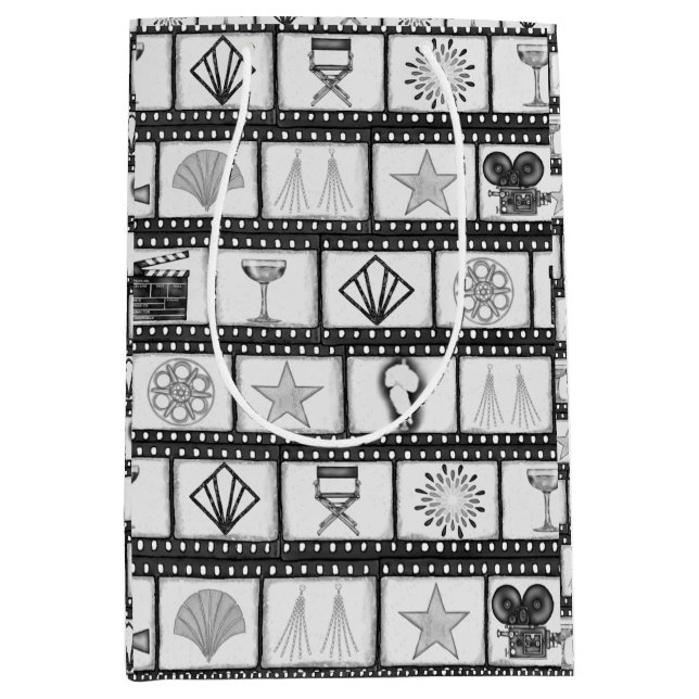 Sacola Para Presentes Média Filme antigo de Hollywood - Gift Bag (Frente)