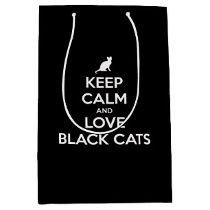 Sacola Para Presentes Média Fique calmo e ame gatos pretos