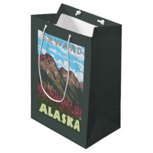 Sacola Para Presentes Média Fireweed & montanhas - Seward, Alaska
