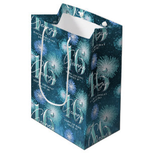 Sacola Para Presentes Média Fireworks Sweet 16 Teal ID984