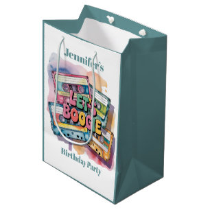 Sacola Para Presentes Média Fita Cassete Retrô Vamos Boogie Aniversário de Adu