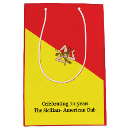 Sacola Para Presentes Média Flag of Italy Sicily with Custom Wording