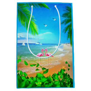 Sacola Para Presentes Média Flamingo Love