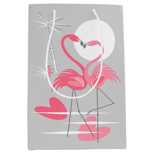 Sacola Para Presentes Média Flamingo Love vale-presente médio (Frente)