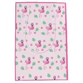Sacola Para Presentes Média Flamingo Tropical Flamingo Bonito - Padrão Rosa