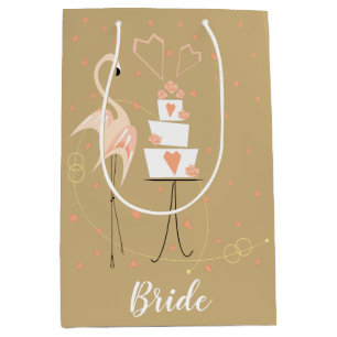 Sacola Para Presentes Média Flamingo Wedding Bride Medium