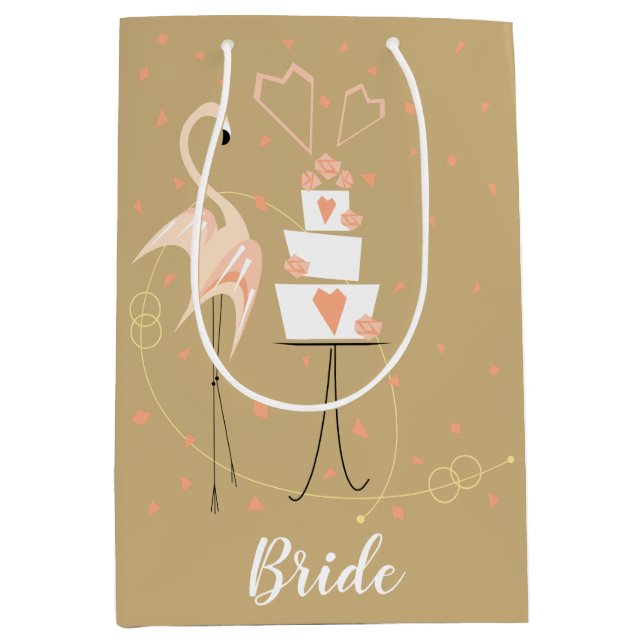 Sacola Para Presentes Média Flamingo Wedding Bride Medium (Frente)