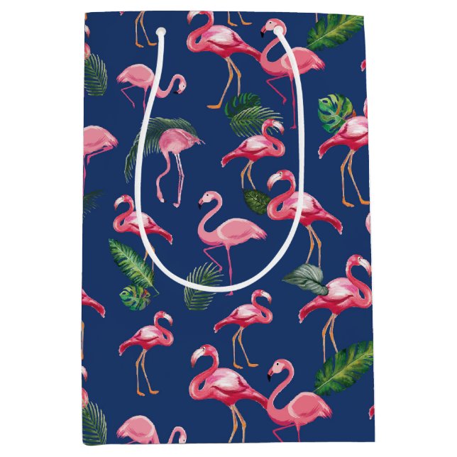 Sacola Para Presentes Média Flamingos Love Patterno 2 (Frente)