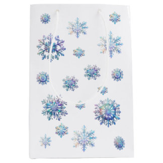 Sacola Para Presentes Média Floco de Neve Brilhante