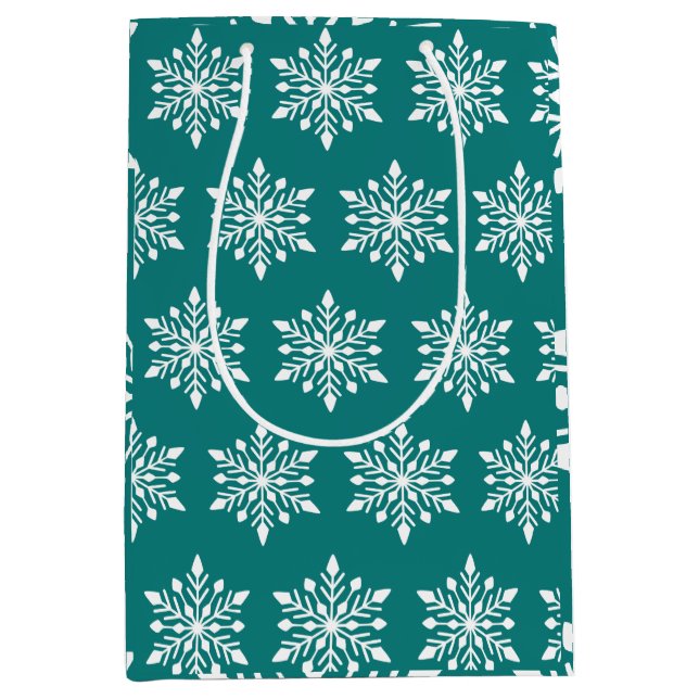 Sacola Para Presentes Média Floco de neve Elegante Winter (Frente)