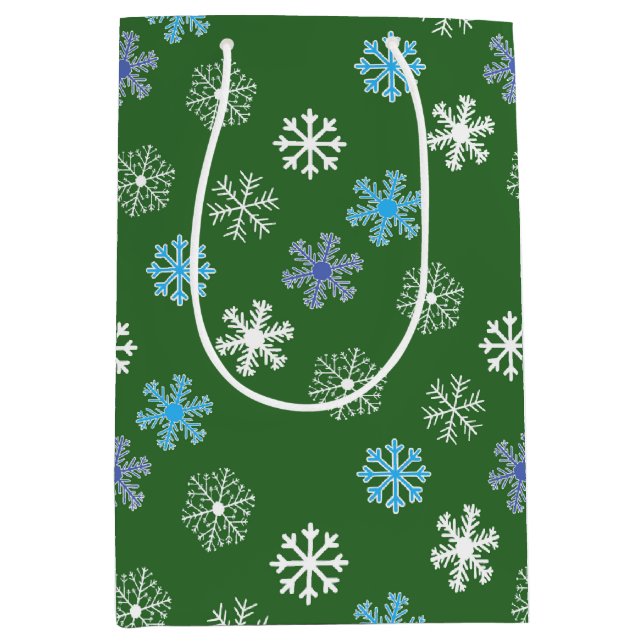 Sacola Para Presentes Média Floco de neve verde (Frente)