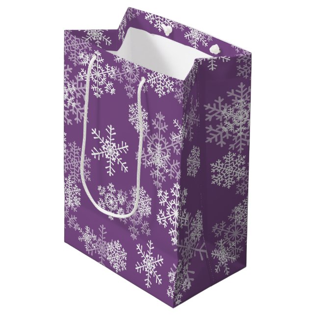Sacola Para Presentes Média Flocos de neve de Natal Bag presente (Frente inclinada)