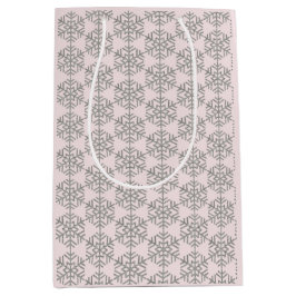 Sacola Para Presentes Média Flocos de neve de natal, chiclete, cor-de-rosa