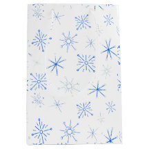 Flocos de neve do século médio branco e azul