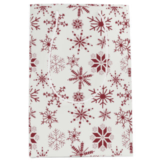 Sacola Para Presentes Média Flocos de Neve Frost & Flourish – Carmesim