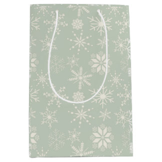 Sacola Para Presentes Média Flocos de Neve Frost & Flourish – Eucalipto Pálido