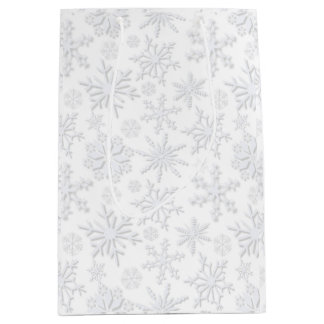 Sacola Para Presentes Média Flocos de Neve Frost & Flourish – Gelo