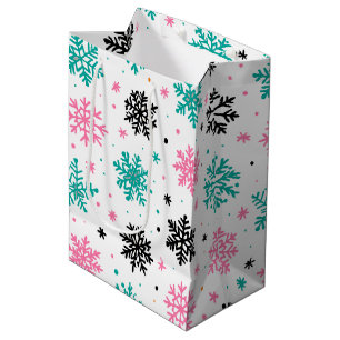 Sacola Para Presentes Média Flocos de neve retrô