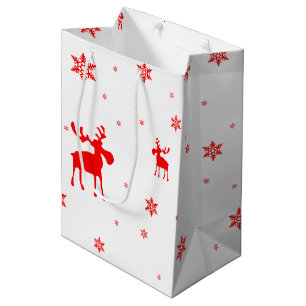 Sacola Para Presentes Média Flocos de neve simples e modernos de alce