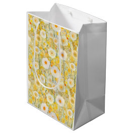 Sacola Para Presentes Média Flor Amarelo Campo Natureza Feliz Divertimento