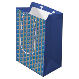Sacola Para Presentes Média Flor Azul
