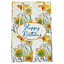 Sacola Para Presentes Média Flor Daffodil Daffodils Amarelo