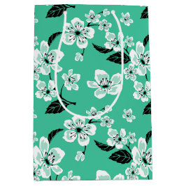 SACOLA PARA PRESENTES MÉDIA FLOR DE CEREJEIRA - SAKURA (MINT)