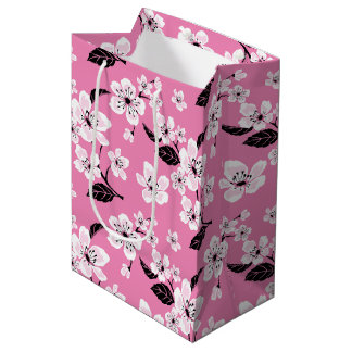 SACOLA PARA PRESENTES MÉDIA FLOR DE CEREJEIRA - SAKURA (ROSA CLARO)