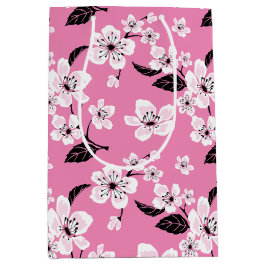 SACOLA PARA PRESENTES MÉDIA FLOR DE CEREJEIRA - SAKURA (ROSA CLARO)