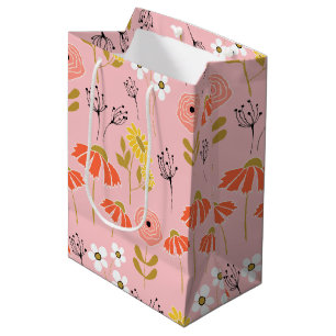 Sacola Para Presentes Média Flor de rabo laranja e amarelo