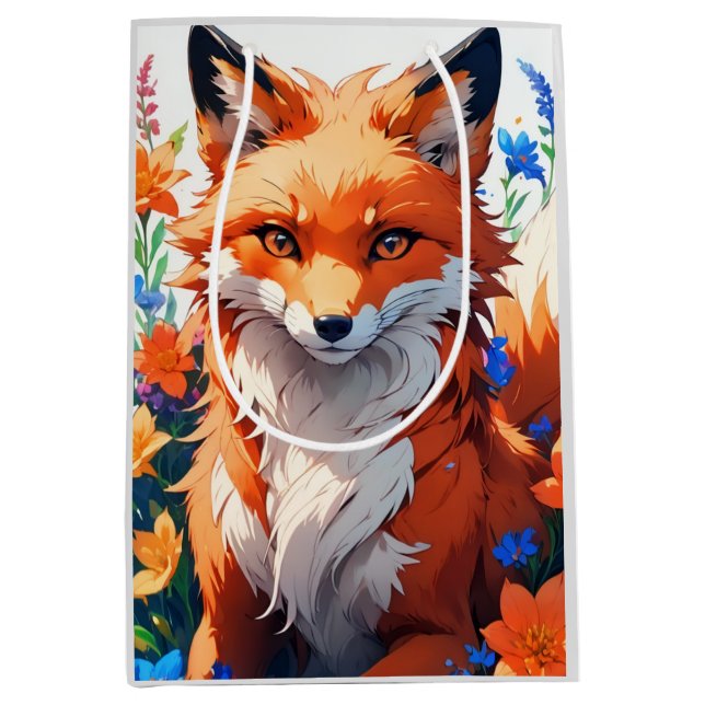 Sacola Para Presentes Média Flor Fox (Frente)