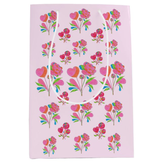 Sacola Para Presentes Média Flor Lollipop De Saco De Presente (Frente)