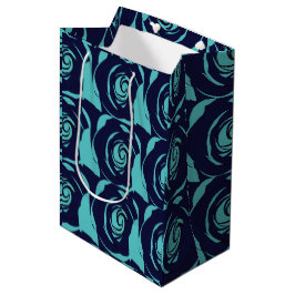 Sacola Para Presentes Média Flor Rosa azul Marinho azul