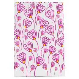 Sacola Para Presentes Média Flor Rosa Floral