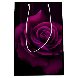 Sacola Para Presentes Média Flor Rosa vermelha Roxo-Gótica