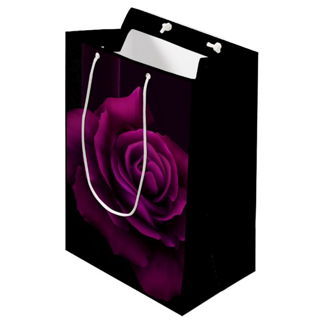 Sacola Para Presentes Média Flor Rosa vermelha Roxo-Gótica (Frente inclinada)